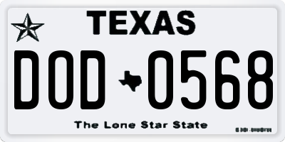 TX license plate DOD0568