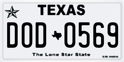 TX license plate DOD0569