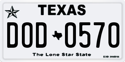 TX license plate DOD0570