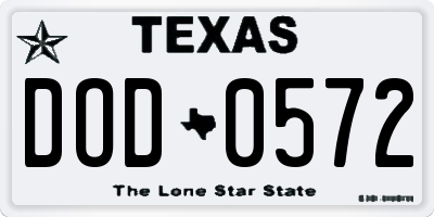 TX license plate DOD0572