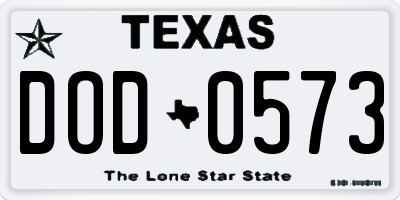 TX license plate DOD0573