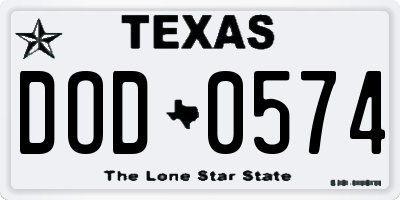 TX license plate DOD0574
