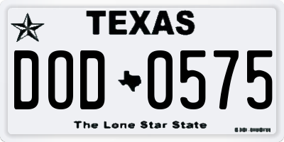 TX license plate DOD0575