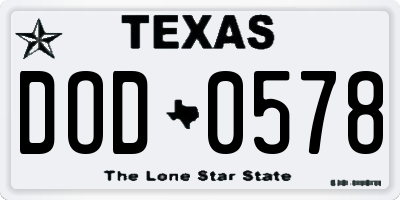 TX license plate DOD0578