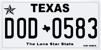 TX license plate DOD0583