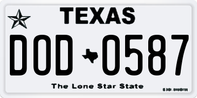 TX license plate DOD0587