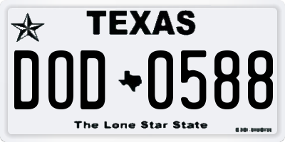 TX license plate DOD0588