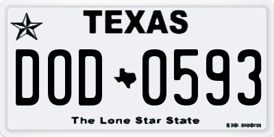 TX license plate DOD0593