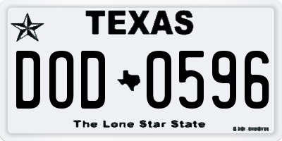 TX license plate DOD0596