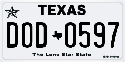 TX license plate DOD0597