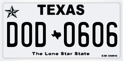 TX license plate DOD0606