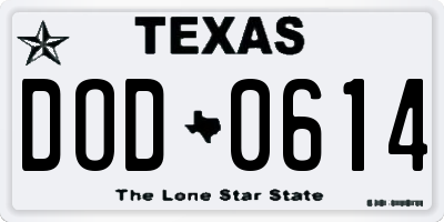 TX license plate DOD0614