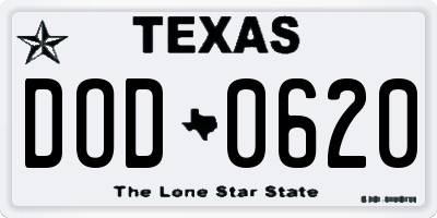TX license plate DOD0620