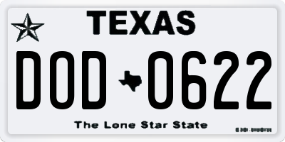 TX license plate DOD0622