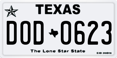 TX license plate DOD0623