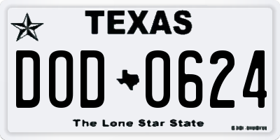 TX license plate DOD0624