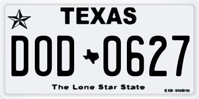 TX license plate DOD0627