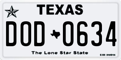 TX license plate DOD0634
