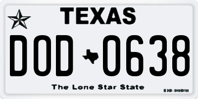 TX license plate DOD0638
