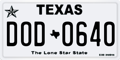 TX license plate DOD0640