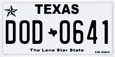 TX license plate DOD0641
