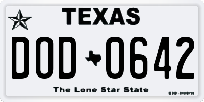 TX license plate DOD0642