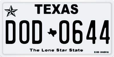 TX license plate DOD0644