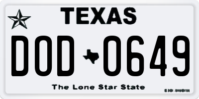 TX license plate DOD0649