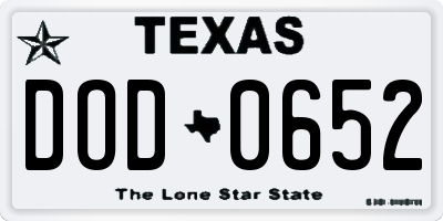 TX license plate DOD0652