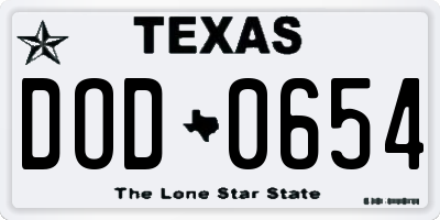 TX license plate DOD0654