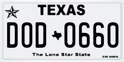 TX license plate DOD0660