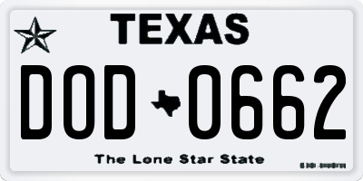 TX license plate DOD0662