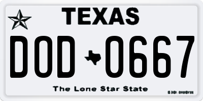 TX license plate DOD0667