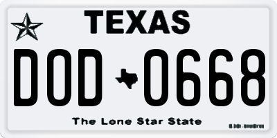 TX license plate DOD0668