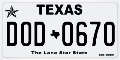 TX license plate DOD0670