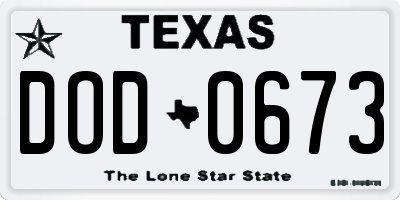 TX license plate DOD0673