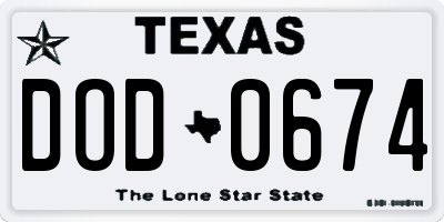 TX license plate DOD0674