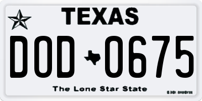 TX license plate DOD0675