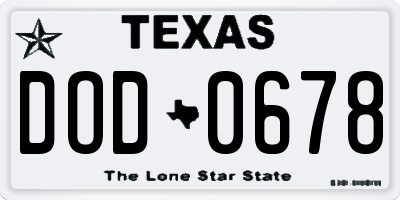 TX license plate DOD0678