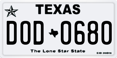 TX license plate DOD0680