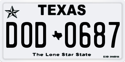 TX license plate DOD0687