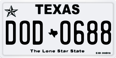 TX license plate DOD0688