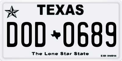 TX license plate DOD0689