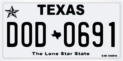 TX license plate DOD0691