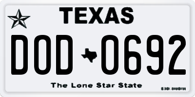 TX license plate DOD0692