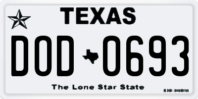 TX license plate DOD0693