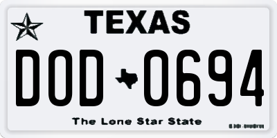 TX license plate DOD0694