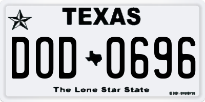 TX license plate DOD0696