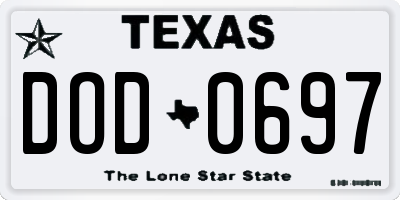 TX license plate DOD0697