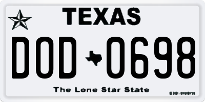 TX license plate DOD0698